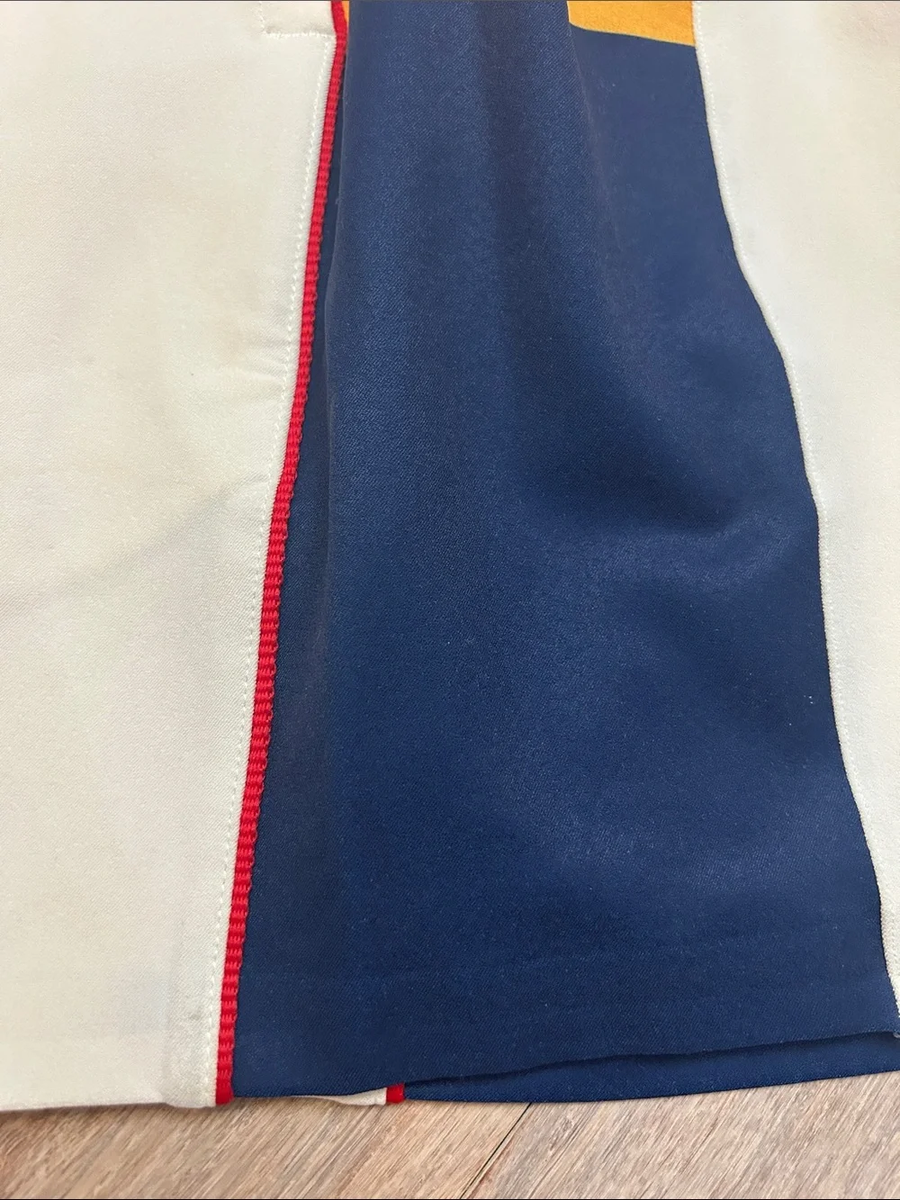 adidas Men’s Cream Athletic Shorts with Navy, Blue and Gold Panels